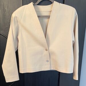 Cream Cropped Custom Made Button-Up Cardigan/Blazer